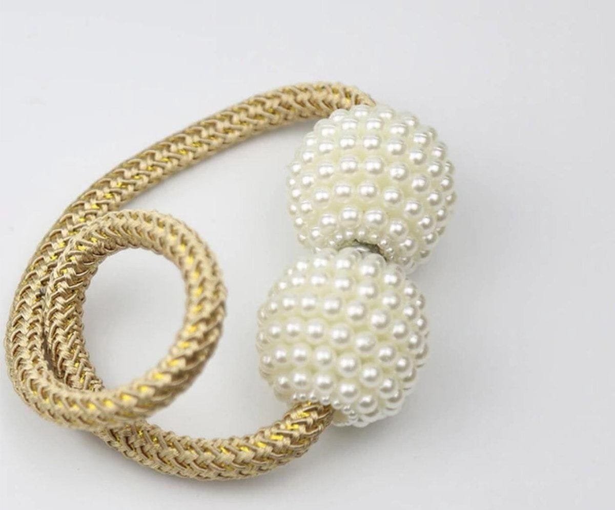 Golden । Magnetic Curtain Tieback with Big Pearl Ball (1 Pair) । CN-28